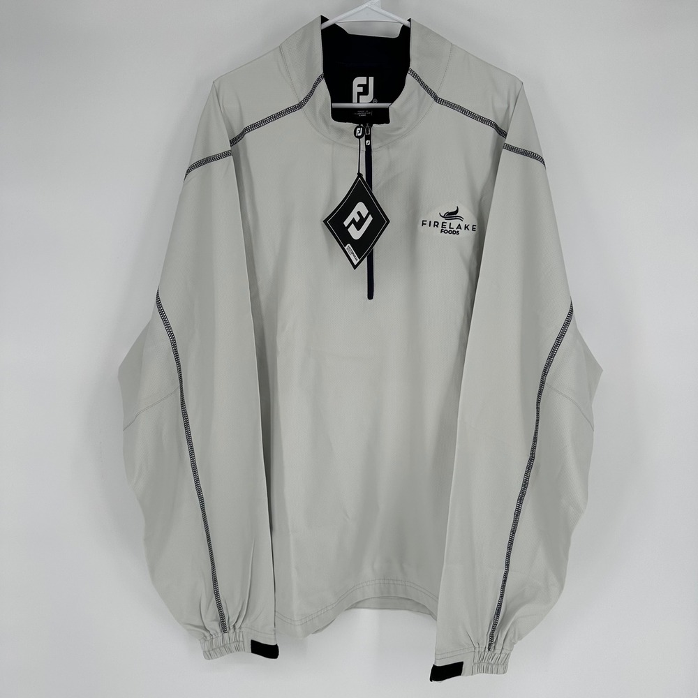 NWT FootJoy Mens Sport Wind Shirt XXL Gray Zip Pullover Fire Lake Foods Golf